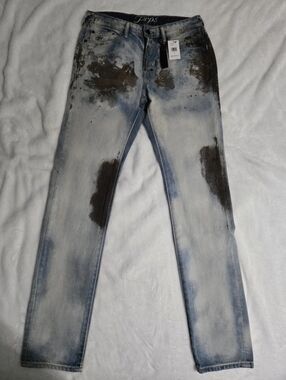 Prps Le Sabre Fuji Distressed Jeans Brown Splatter Men Size 30x32